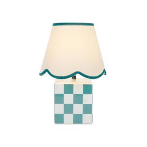 Clay & Kin 35cm Green & White Grid Table Lamp