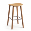 MIUZ 65cm Barstool with Solid Oak Legs and Bentwood Seat, Carbon Steel Footrest