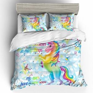 3D Cartoon Kids Rainbow Unicorn Star Bedding Set Quilt Duvet Cover  Pillowcases Personalized  Bedding