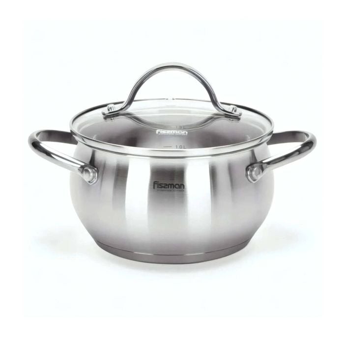Fissman Stockpot Martinez Series Stainless Steel With Glass Lid 1.8L
