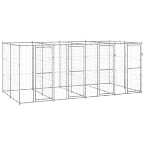 vidaXL Outdoor Dog Kennel Galvanised Steel Puppy Enclosure Cage Pet Supply 440x220x180 cm