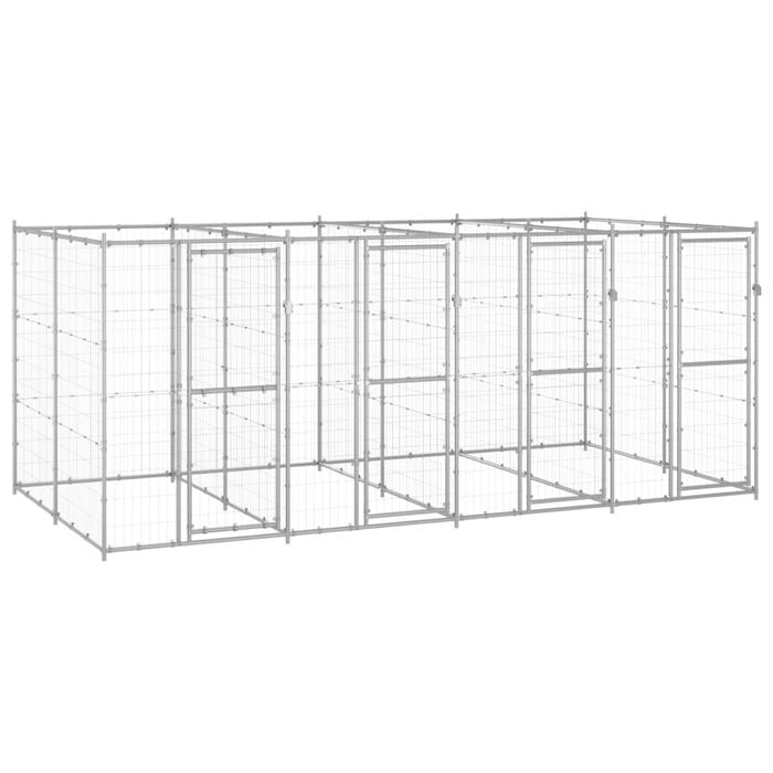 vidaXL Outdoor Dog Kennel Galvanised Steel Puppy Enclosure Cage Pet Supply 440x220x180 cm