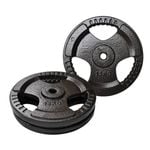 2 Pack of 15kg - Total 30kg Standard 26.5mm Triple Handle Hammertone Cast Iron Weight Plate Set