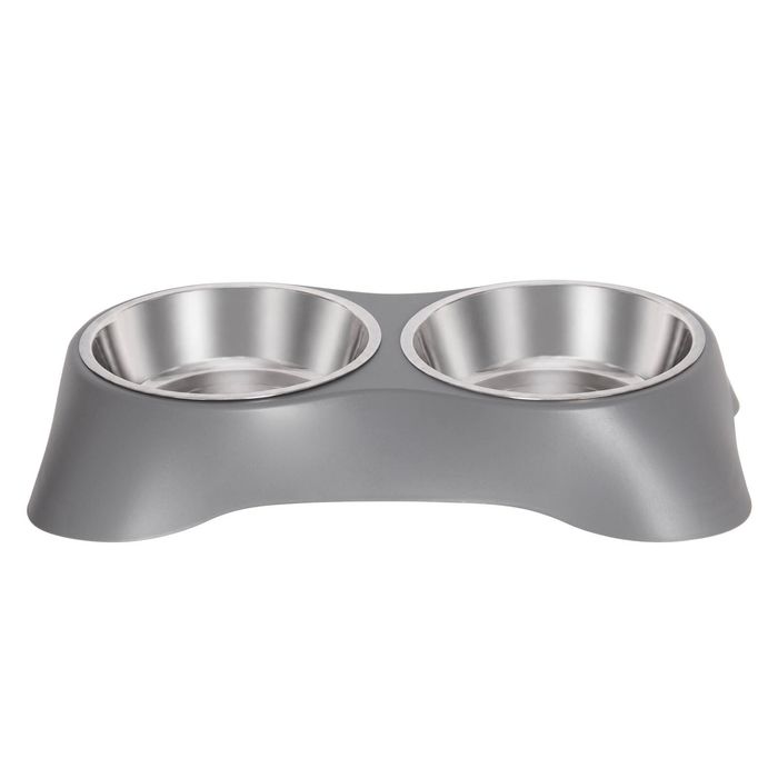 Happy Tails Steel Insert Pet Double Bowl