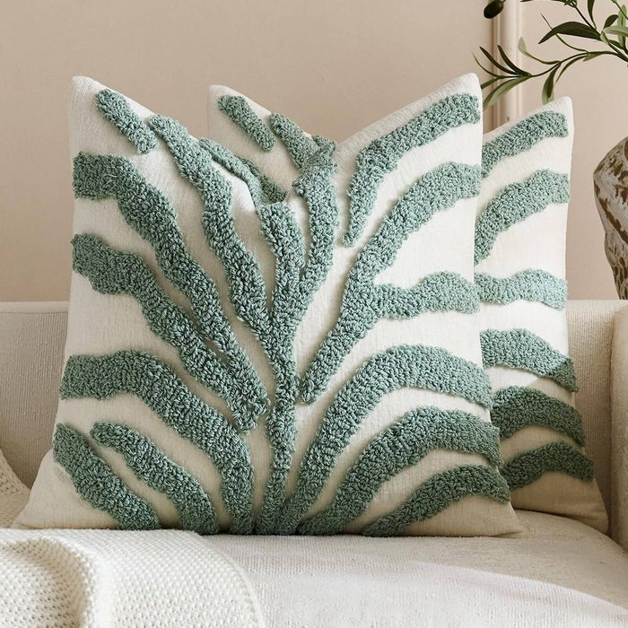 Gioia Casa 2-Pack Tufted Leaf Cushion Covers 45cm x 45cm - Seafoam