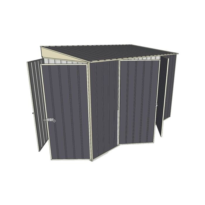 Build-a-Shed 1.5 x 3 x 2m Double Hinged Side Door Skillion Shed - Grey