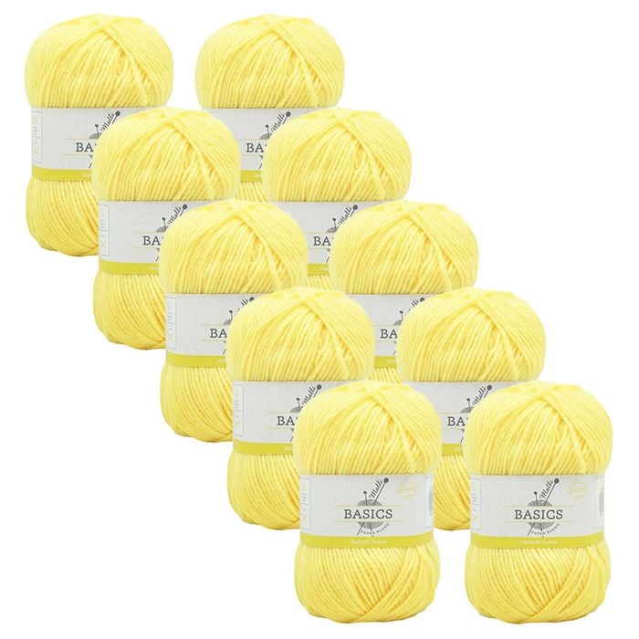 10x Malli Daffodil Yellow Blend Basic 100g Knitting Yarn Acrylic/poly