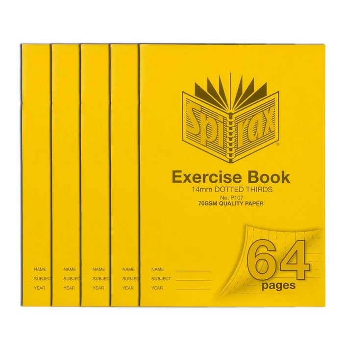 5x Spirax 70gsm 64 Page A4 14mm Dotted Third No.p107 Exercise Book/notebook
