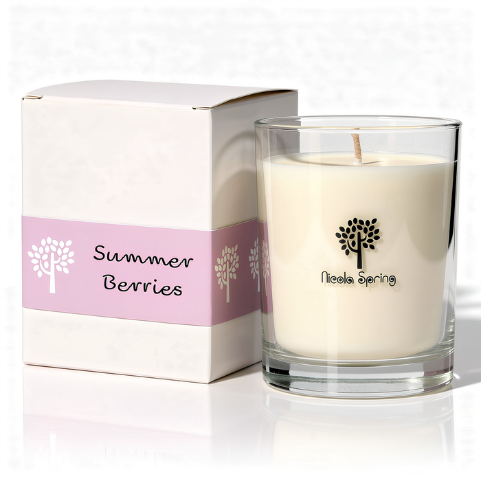 Nicola Spring 160g Soy Wax Scented Candle - Summer Berries - 28 Hour Burn Time Relaxation Aromatherapy Gift Ready Jar Candle
