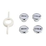 Kinetic 5 and 10mm Chrome Plated Hot and Cold Tap Buttons - 2 Pairs