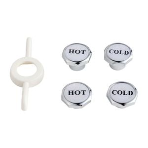 Kinetic 5 and 10mm Chrome Plated Hot and Cold Tap Buttons - 2 Pairs