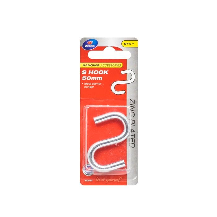 Zenith 50 x 6mm Zinc Plated S Hook