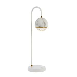Telbix Oneta Modern Table Desk Lamp Light Metal Acrylic Clear White Marble White Matt