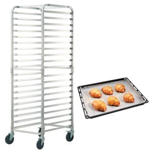 VEVOR 660x517x1767mm Bun Pan Rack Silver with 20-Tier Commercial Bakery with Brake Wheels