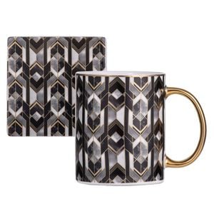 2pc Ashdene Decadence 360ml New Bone China Mug & Coaster Set - Noir
