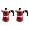 2PK Coffee Culture Aluminium 3-Cup Espresso Stovetop Coffee Maker Brew Pot Red