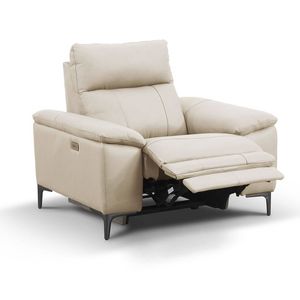 1825 Interiors Waldorf Leather Powered Recliner Chair USB Charger Alabaster