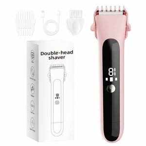 Catzon Women Bikini Trimmer Dual-head Electric Shaver For Legs Face Arms Underarms-pink