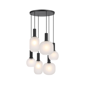 Telbix Aosta Contemporary Pendant Hanging Lamp Light Metal Glass Black Frost Matte Frosted