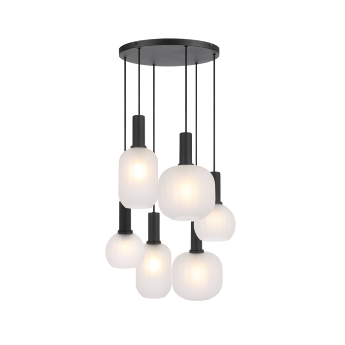 Telbix Aosta Contemporary Pendant Hanging Lamp Light Metal Glass Black Frost Matte Frosted