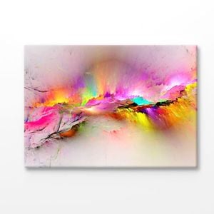 Pink & Yellow Colorful Splash Abstract Print 100% Australian Made 90x60cm (Stretched Canvas)