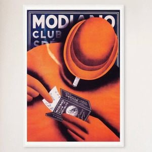 Galrie Modiano Vintage Cigarette Papers Advertising Poster for Art Home Decor, White Frame, A4 21 x 30cm (8 x 12inch)