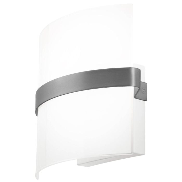 Brilliant 20cm Kota Frost Glass With Satin Nickel Details Wall Light Sconce