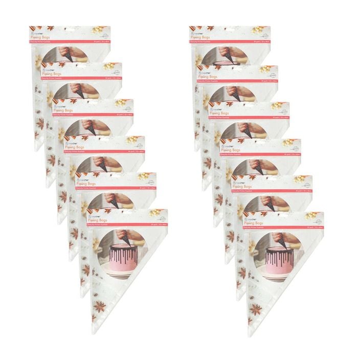 12x 50pc Topchef Disposable Cake Decorating Piping Bags Set 40x25cm Clear
