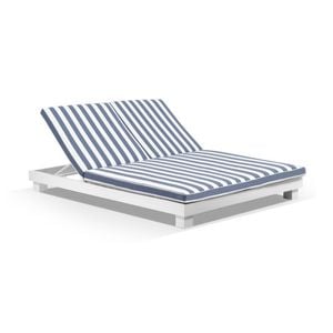 Bay Gallery Furnitire Santorini Double Sun Lounge White & Navy Stripe Cushions