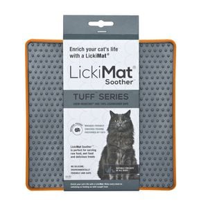 LickiMat Tuff Soother Boredom Buster Cats Slow Feeder Mat Orange