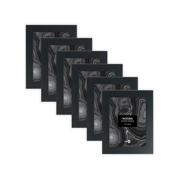 6PK Unigift Noosa 15x20cm MDF/Glass Picture Frame - Black