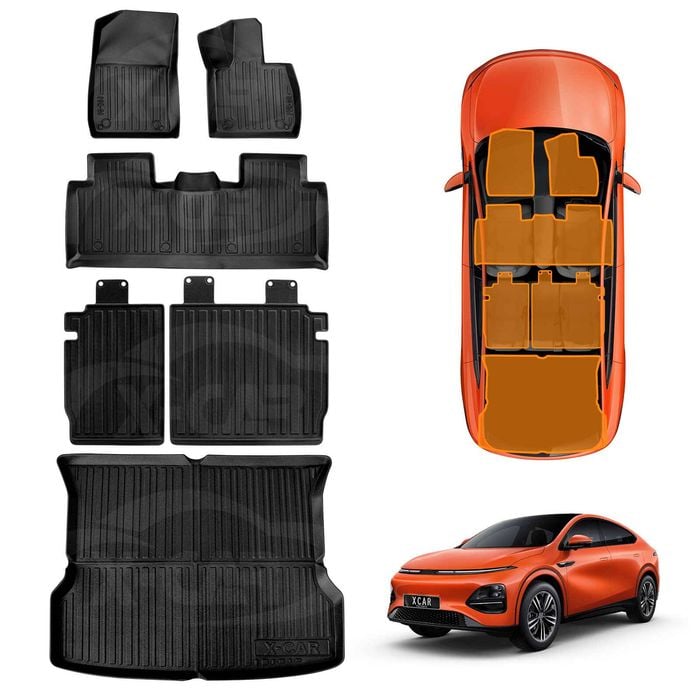 Floor Mats Boot Liner Set for XPeng G6 2024-Onwards All Weather Cargo Kick Mats Back Seat Protector