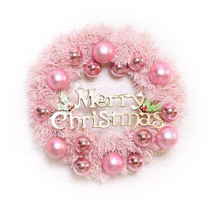 Christmas Wreath with Rose Gold Ornaments for Door [Pink]