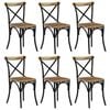 vidaXL 6x Cross Chairs Black Dining Outdoor Industrial Seat