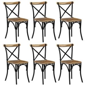 vidaXL 6x Cross Chairs Black Dining Outdoor Industrial Seat