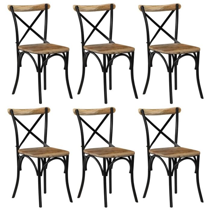 vidaXL 6x Cross Chairs Black Dining Outdoor Industrial Seat