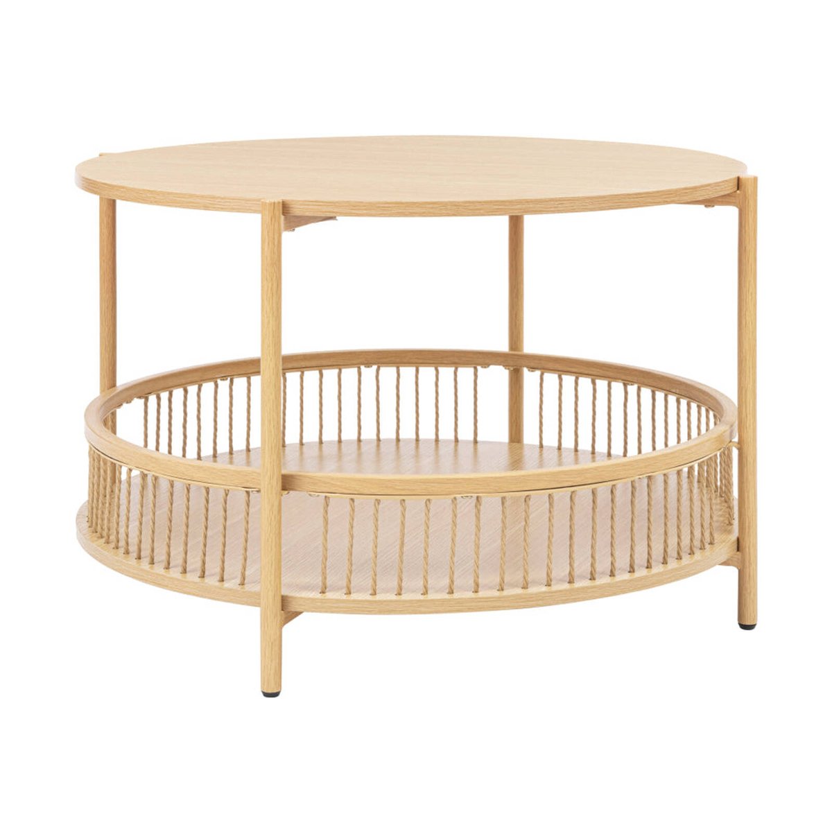 Design Square Connell Round Wooden Coffee Table W/ Shelf Oak Bunnings