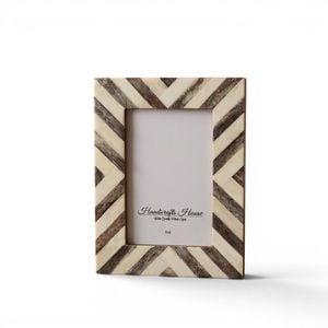 Recycled Buffalo Bone Inlay 4x6" Brown Photo Frame