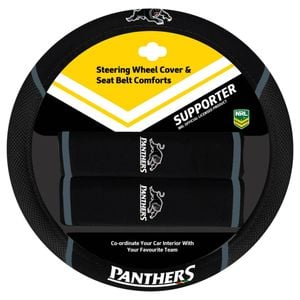 Penrith Panthers  Official Nrl Steering Wheel Cover And Seat Belt Cover Set