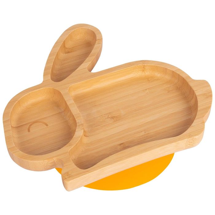 Tiny Dining Bamboo Rabbit Baby Feeding Plate with Suction Cup