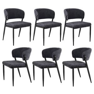 Artiss Dining Chairs Set Of 6 Linen Fabric Soft Upholstered Chairs Charcoal