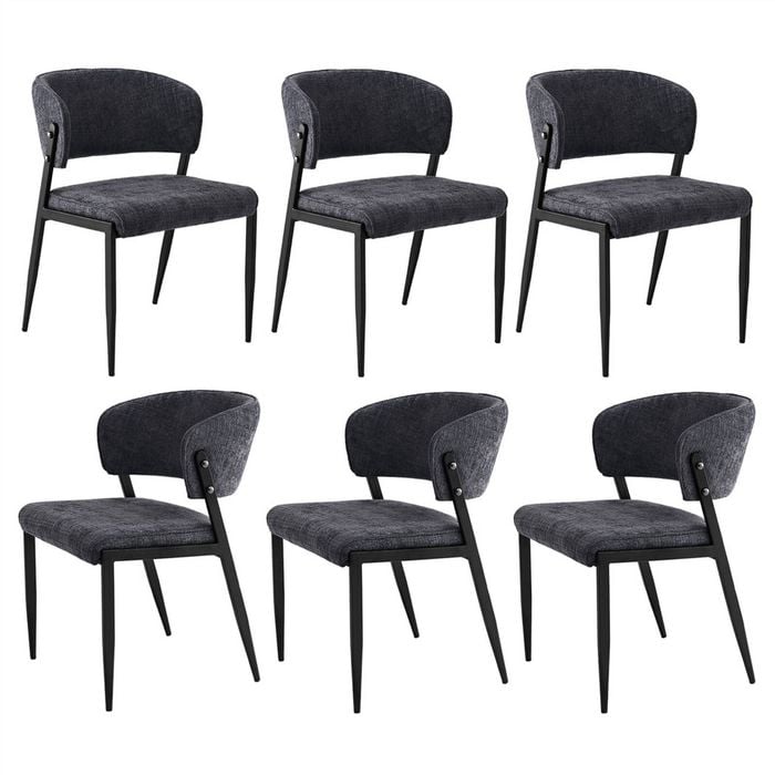 Artiss Dining Chairs Set Of 6 Linen Fabric Soft Upholstered Chairs Charcoal
