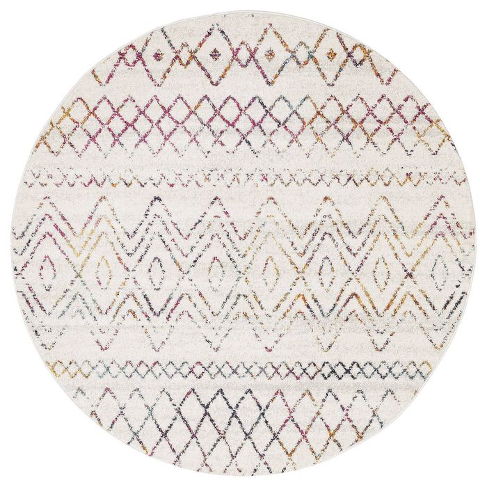 The Rug Connection Jaya 453 Off White 240x240cm - Large Round Transitional Pet Friendly Indoor Rug