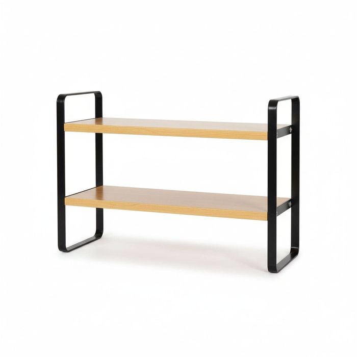 Black Wood Desktop Organizer for Office Desk Storage