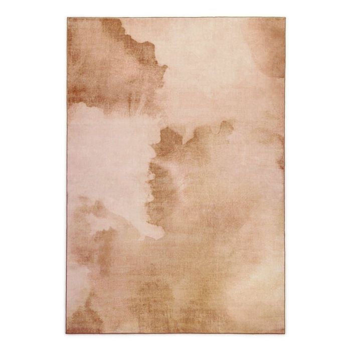 Loopsie-290cm X 200cm-napeague Pink And Beige Watercolour Washable Rug