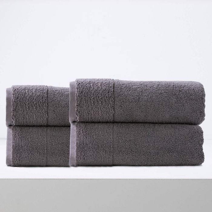 4pc Renee Taylor Aireys 650gsm Zero Twist Bath Sheet Nickel