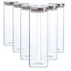 Argon Tableware Glass Storage Jar - Silver Lid - 2 Litre - 6x Modern Round Scandi Organisation Container Glass Jar