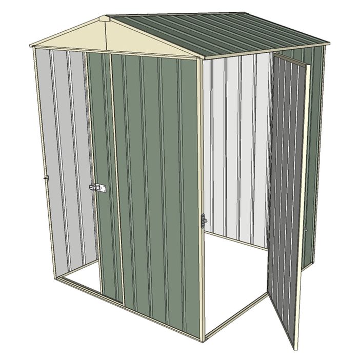 Build-a-Shed 1.5 x 1.5 x 2.3m Single Sliding Door Gable Shed with Single Hinged Side Door - Green