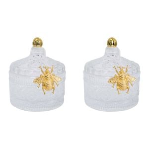 2PK LVD Glass Chloe Trinket Box Storage Decor Round 10cm - Clear