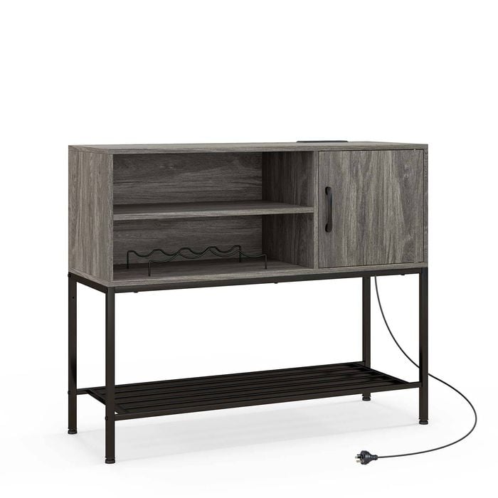 Costway Modern Kitchen Sideboard Cabinet W/ Power Outlets & Usb Ports Grey